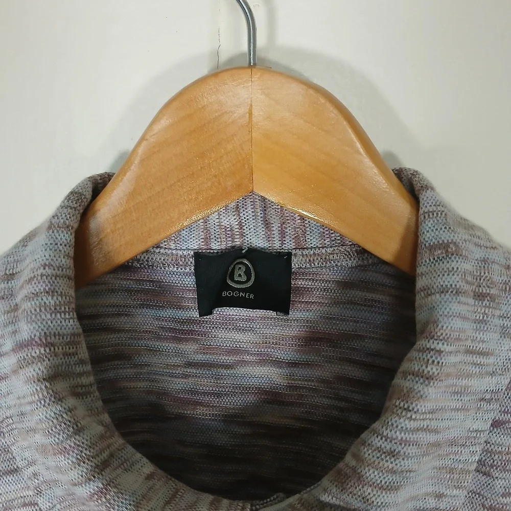 Bogner Linen Cotton Polo Shirt Mens XL Gray Brown Heather Made in Italy